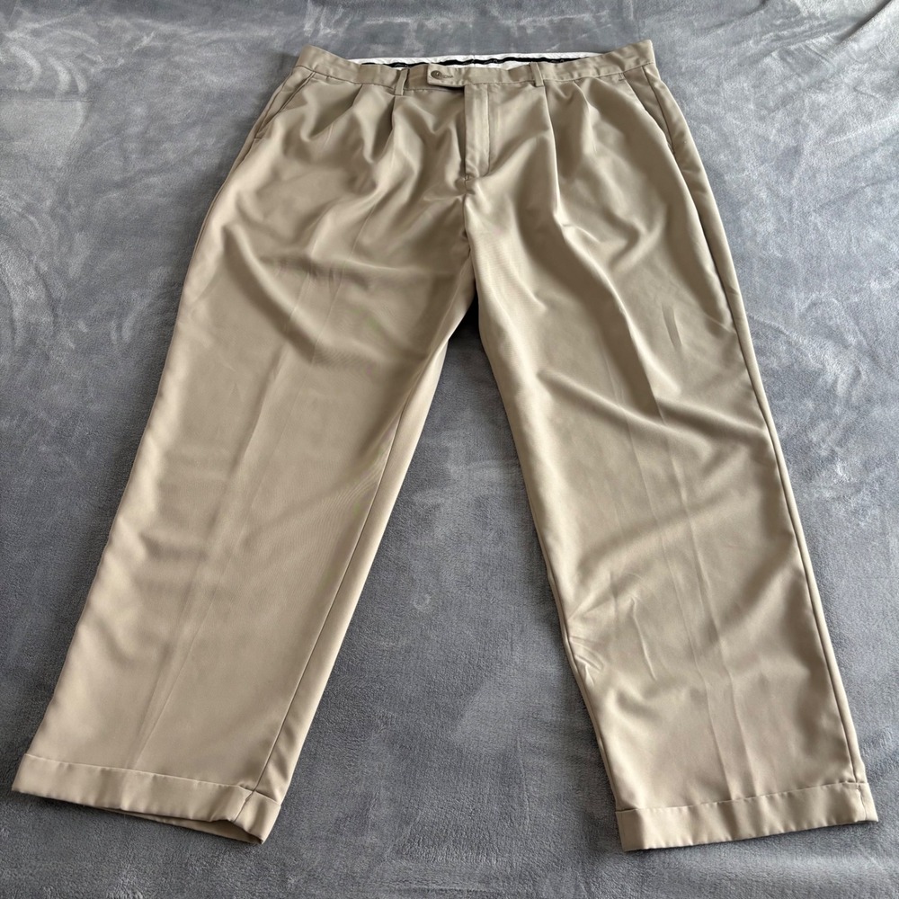 Alan Flusser Mens Tan Pleated Dress Pants Trousers Career Business Casual‎ 42x30
